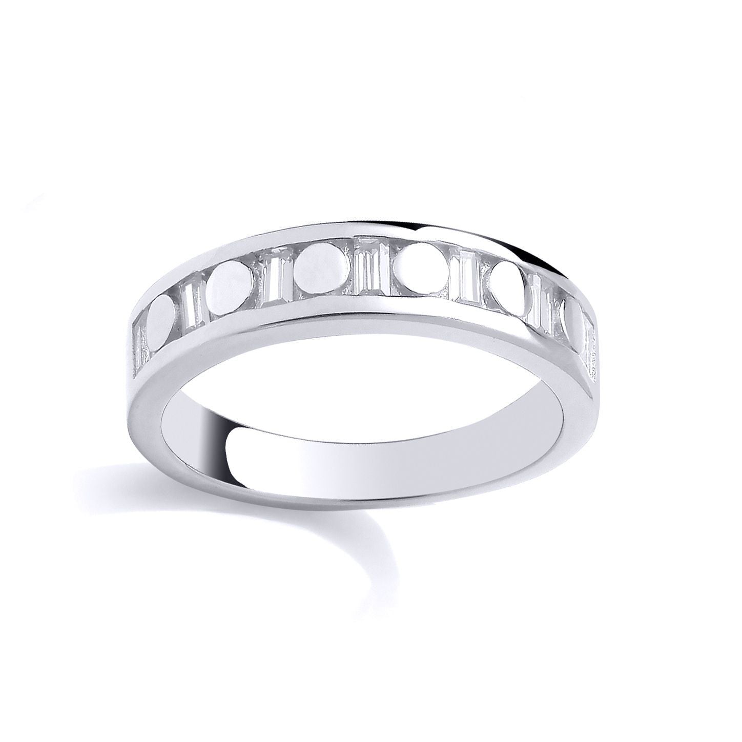 Silver  CZ Circular Cutouts Film Reel Eternity Eternity Ring - GSR1043