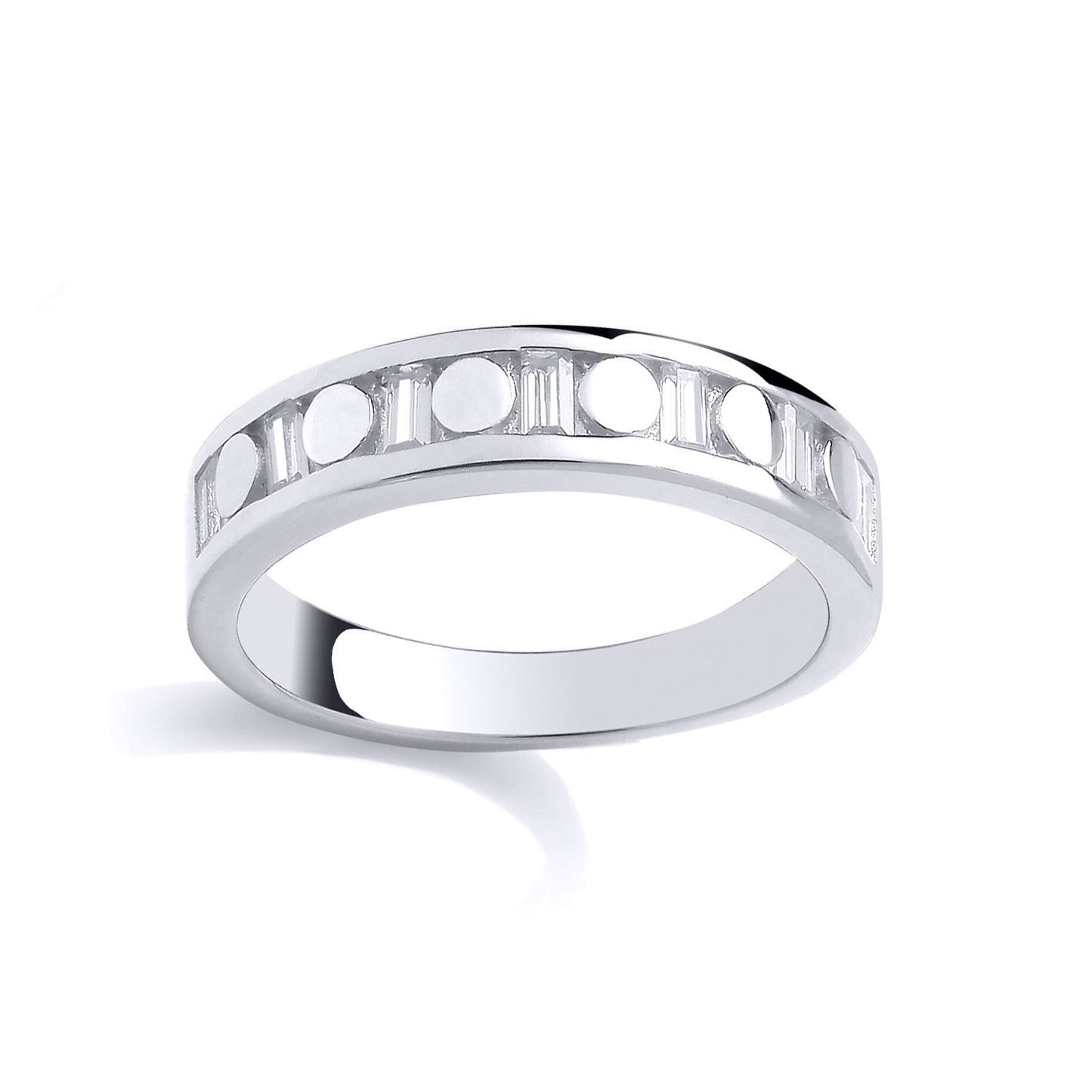 Silver  CZ Circular Cutouts Film Reel Eternity Eternity Ring - GSR1043