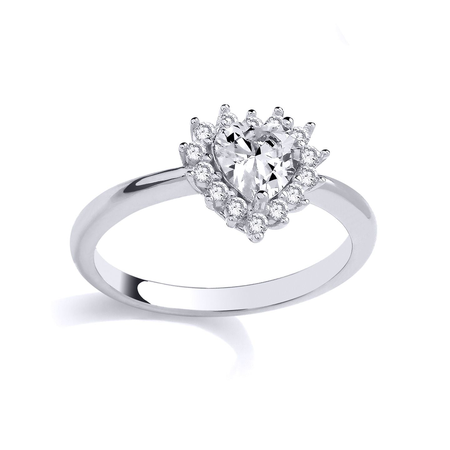 Sterling Silver CZ Heart Solitaire Ring - GSR1055