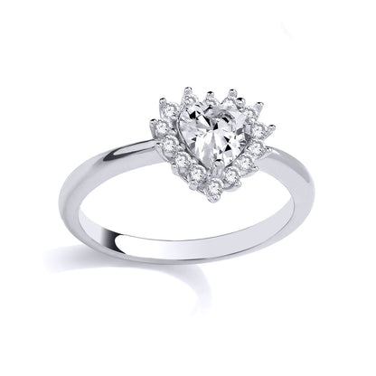 Sterling Silver CZ Heart Solitaire Ring - GSR1055