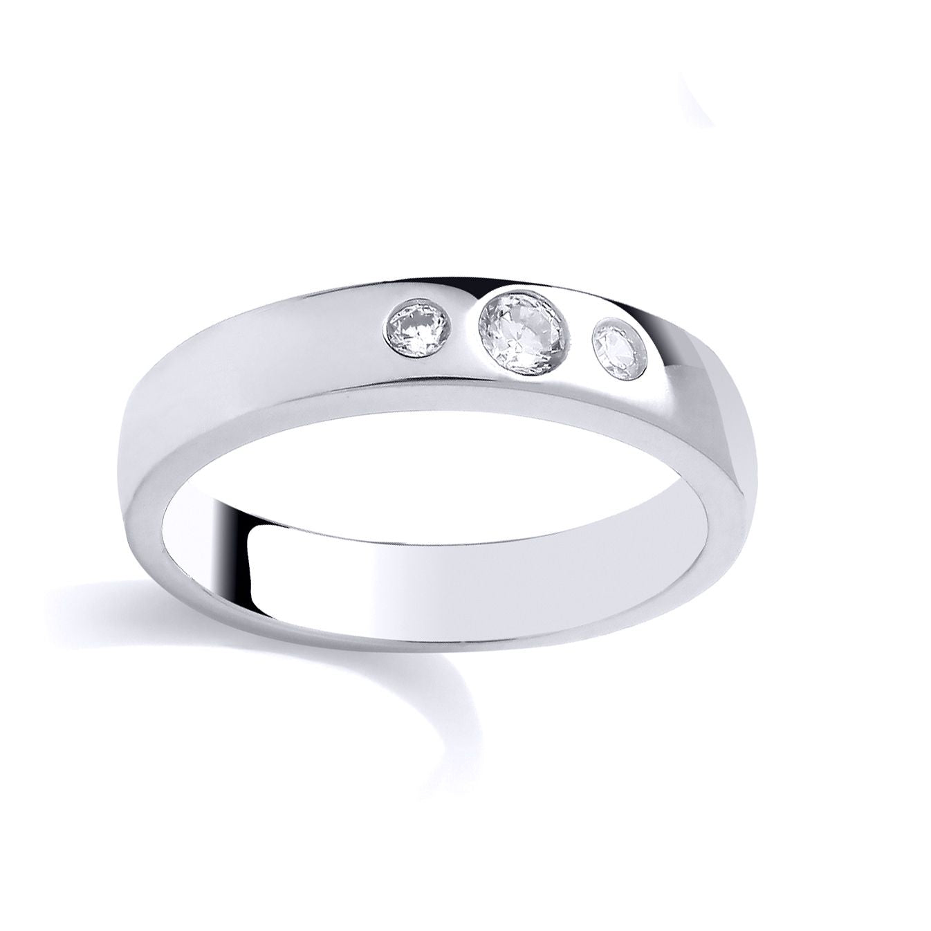Sterling Silver CZ Triple Stone Band Ring - GSR1059