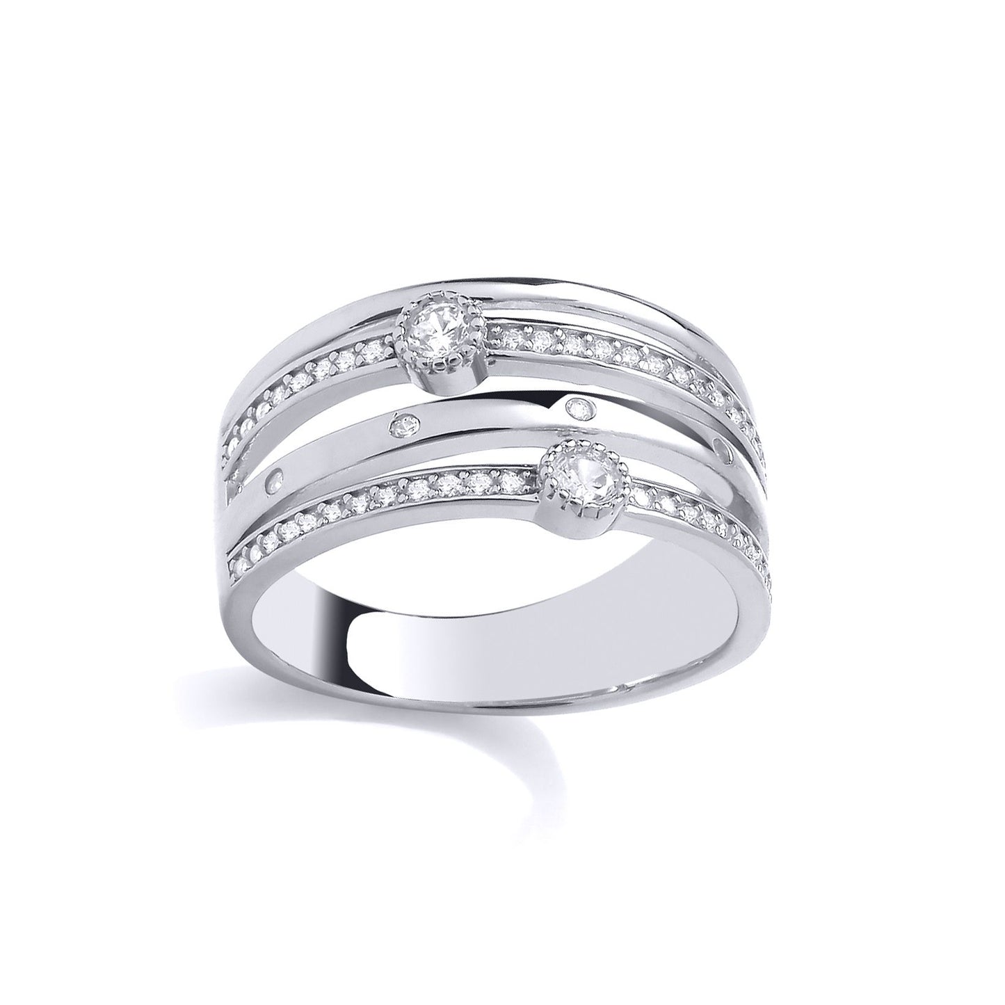 Sterling Silver CZ Round Cut 4 Row Ring - GSR1064