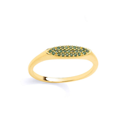 Gilded Silver  Green CZ Pave Peapod Surfboard Eternity Ring - GSR1076