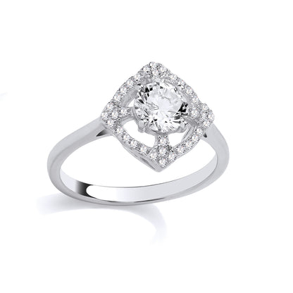 Silver  CZ Halo Cluster Ring - GSR1096