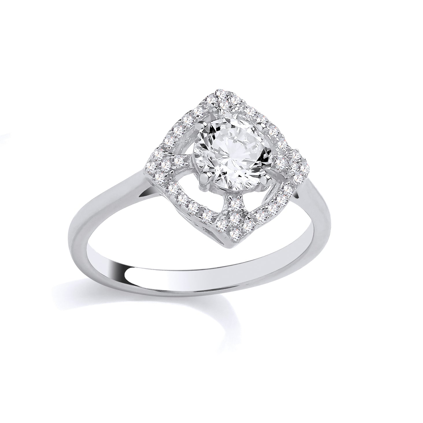 Silver  CZ Halo Cluster Ring - GSR1096