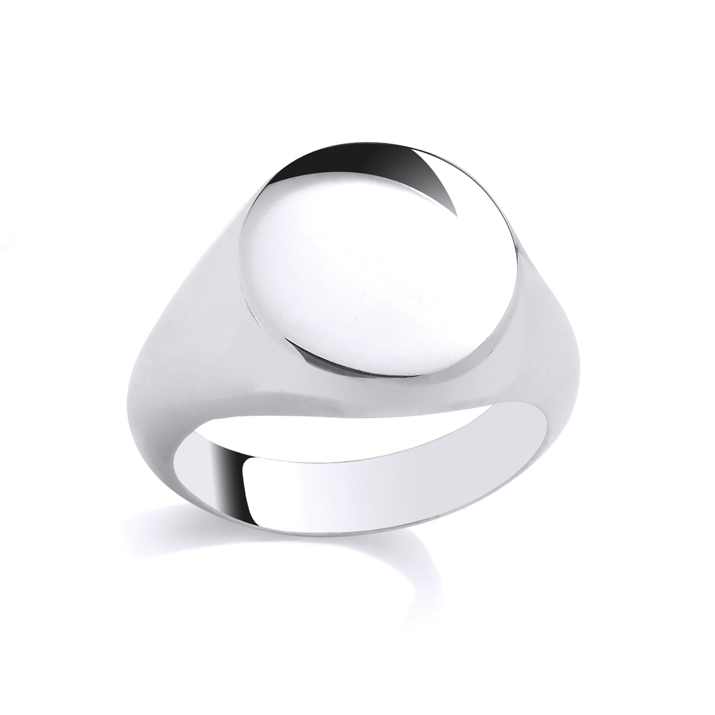 Silver  Polished Round Head Chunky Signet Ring - GSR1099