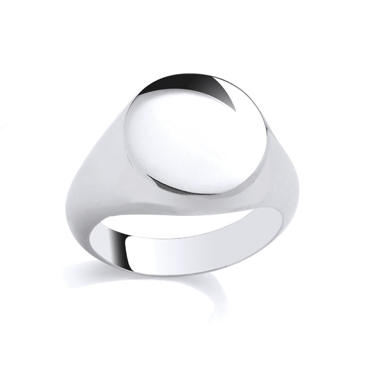 Silver  Plain Polished Round Signet Ring - GSR1099