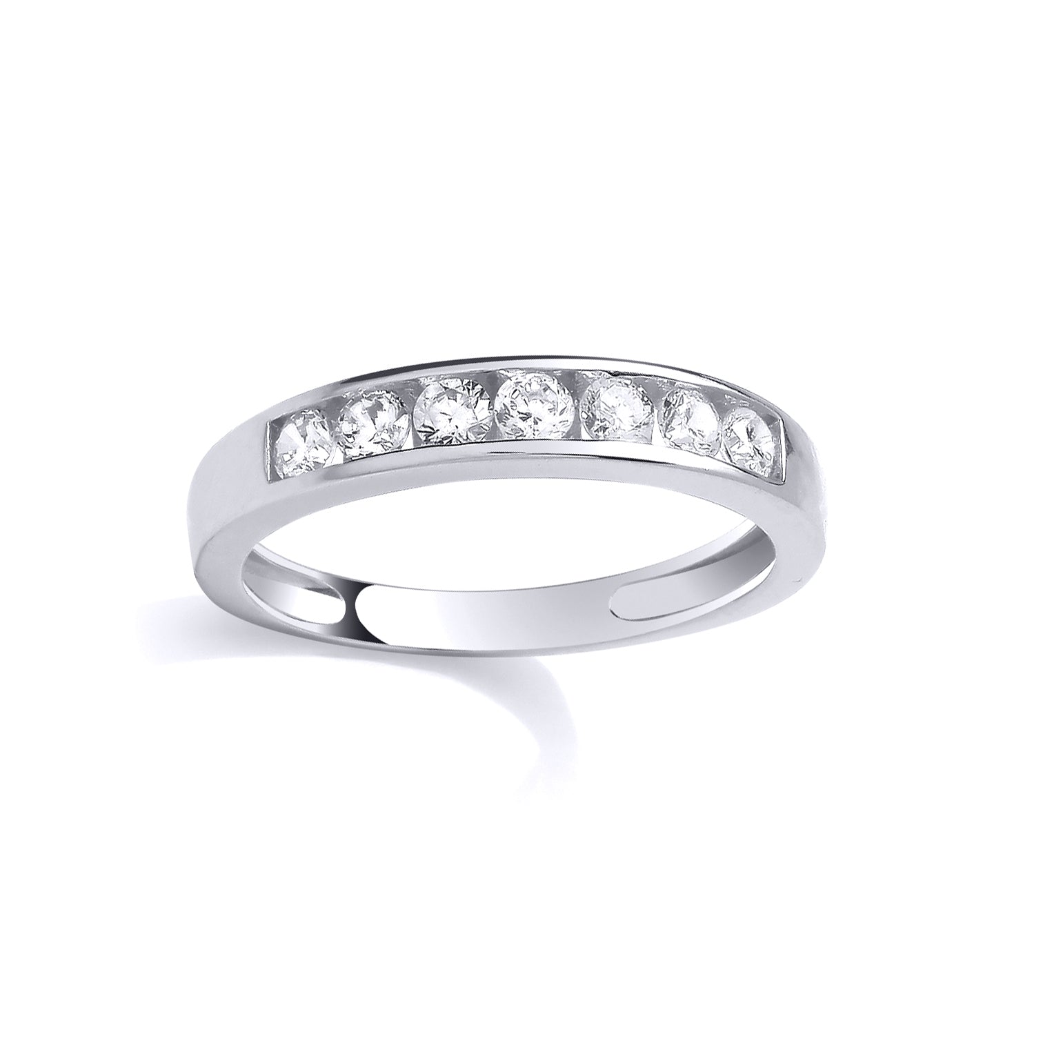 Silver  CZ Channel Set Half Eternity Ring - GSR1115