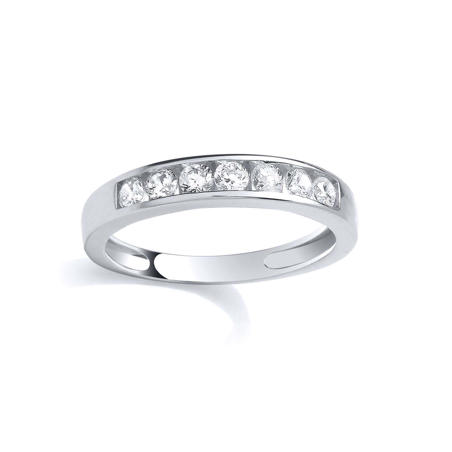 Silver  CZ 7 Stone Channel Set Band Half Eternity Ring - GSR1115