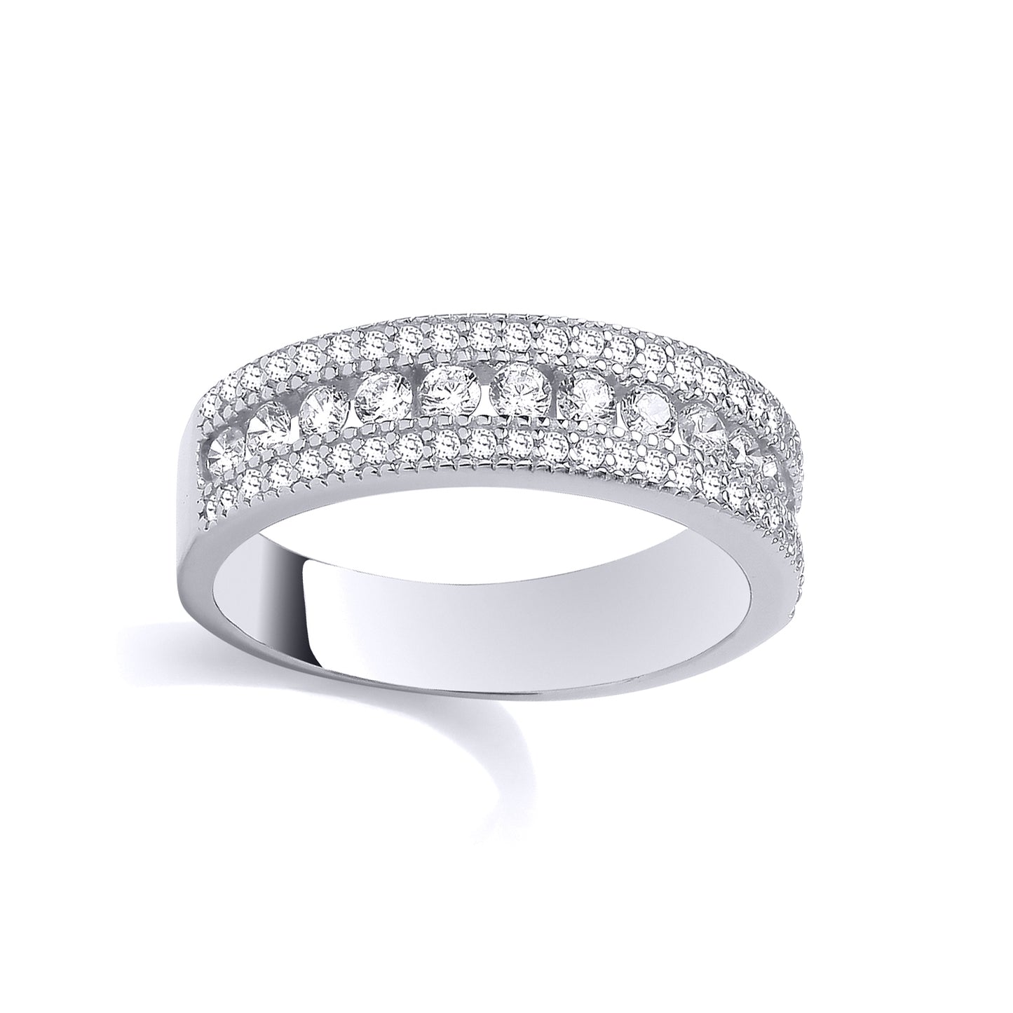 Silver  CZ Pave Half Eternity Ring - GSR1116