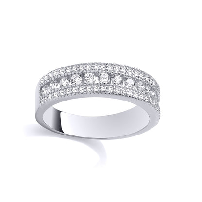 Silver  CZ Pave Half Eternity Ring - GSR1116