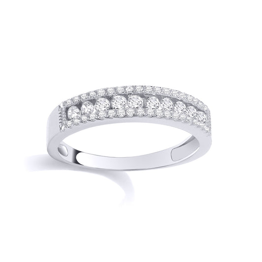 Silver  CZ Half Eternity Ring - GSR1117