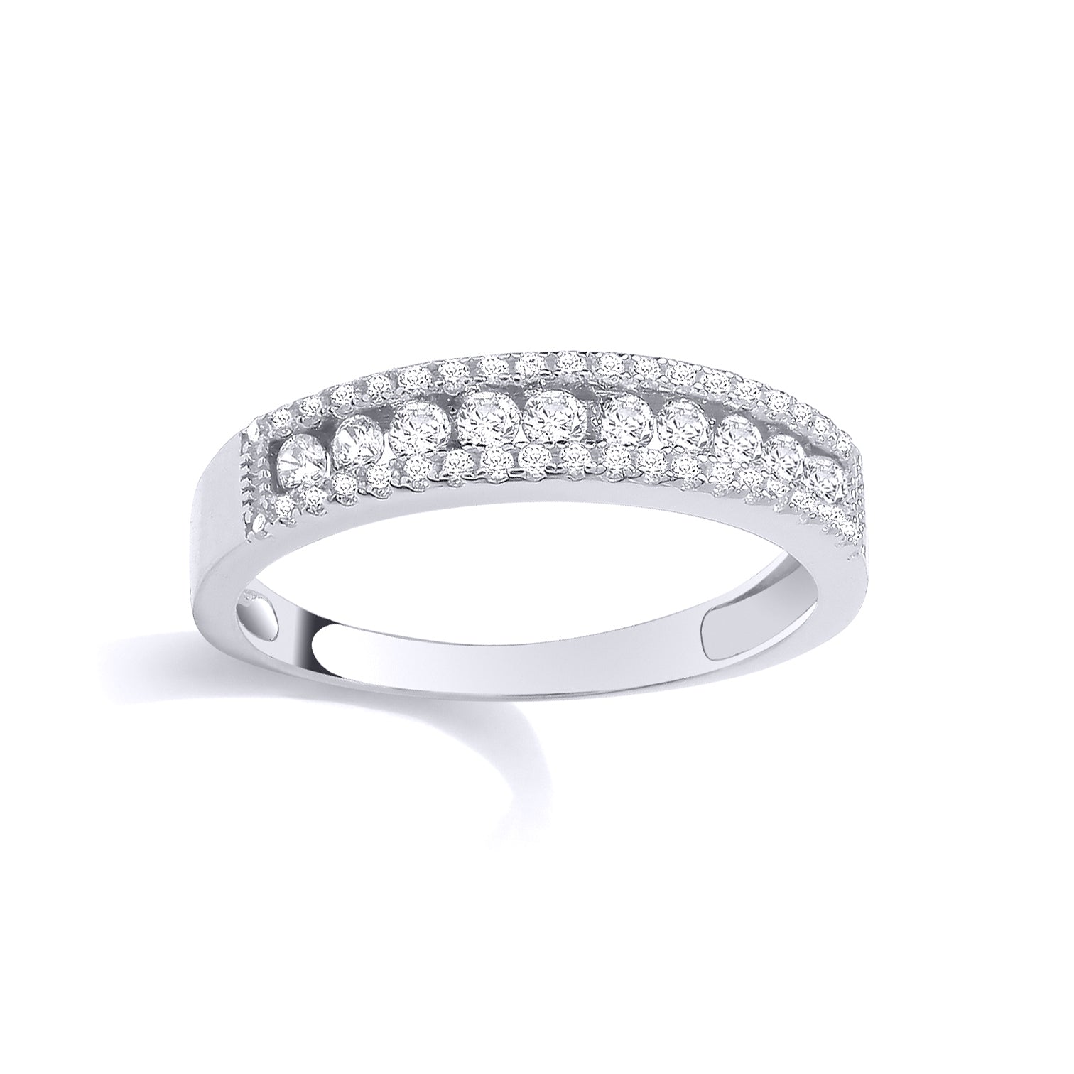 Silver  CZ Half Eternity Ring - GSR1117