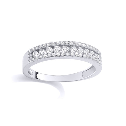 Silver  CZ Half Eternity Ring - GSR1117
