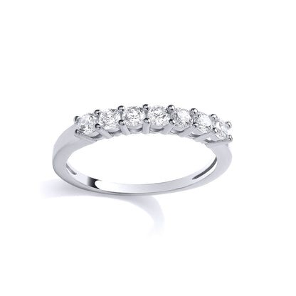 Silver  CZ Half Eternity Ring - GSR1119
