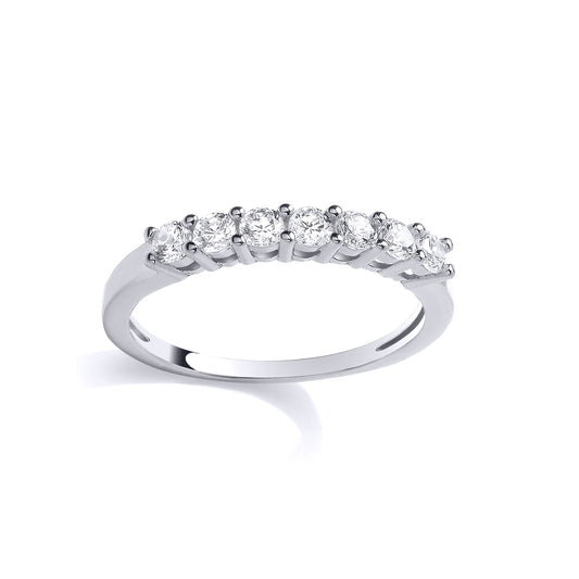 Silver  CZ Half Eternity Ring - GSR1119