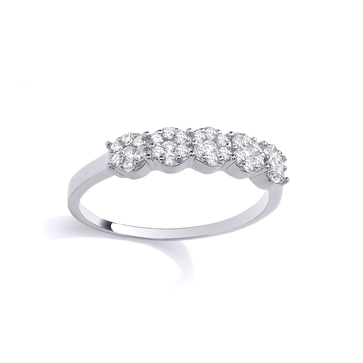 Silver  CZ 7-Stone Daisy Cluster Eternity Ring - GSR1121