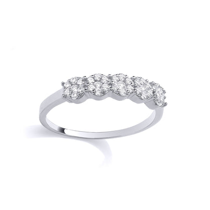 Silver  CZ 7-Stone Daisy Cluster Eternity Ring - GSR1121