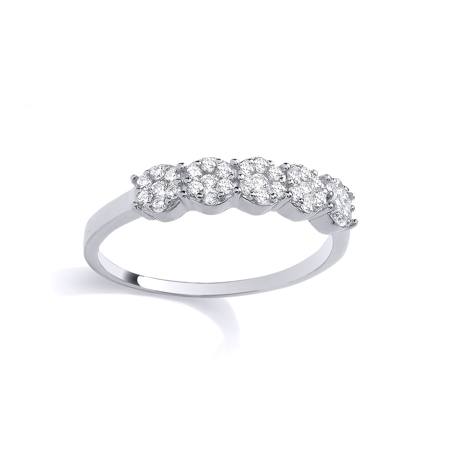 Silver  CZ 7-Stone Daisy Cluster Eternity Ring - GSR1121