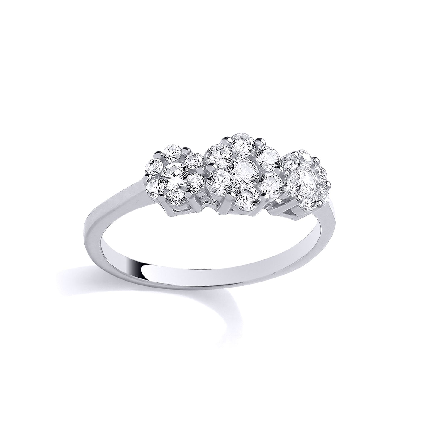 Silver  CZ Three Stone Ring - GSR1122