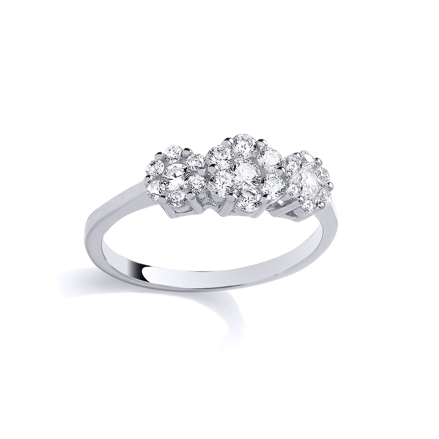 Silver  CZ Three Stone Ring - GSR1122