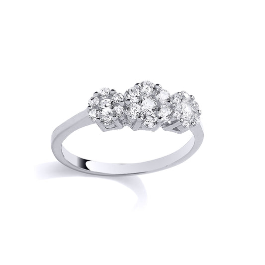 Silver  CZ Three Stone Ring - GSR1122
