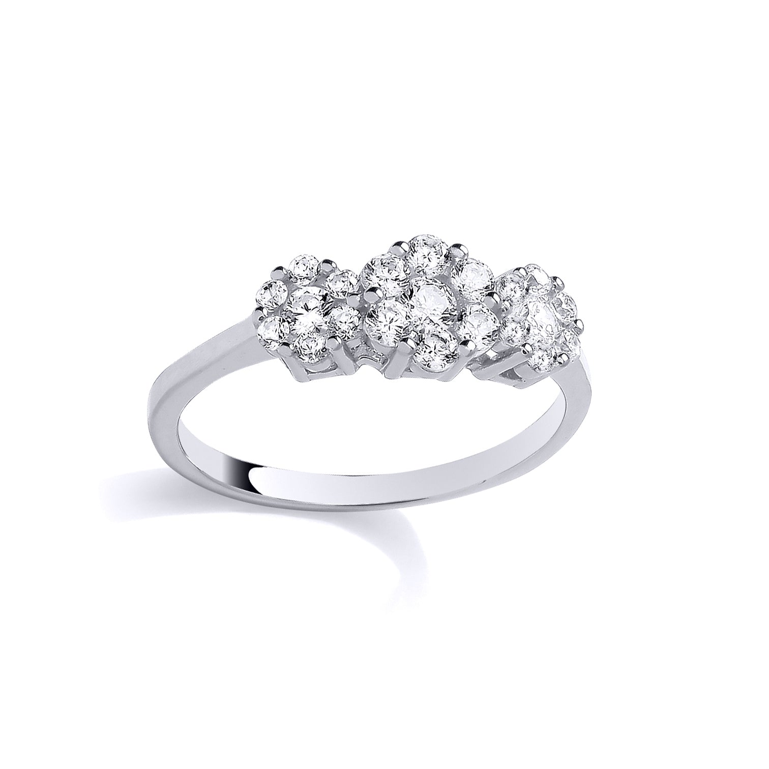 Silver  CZ 7-Stone Daisy Cluster Engagement Ring - GSR1122