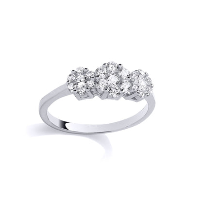 Silver  CZ Three Stone Ring - GSR1122