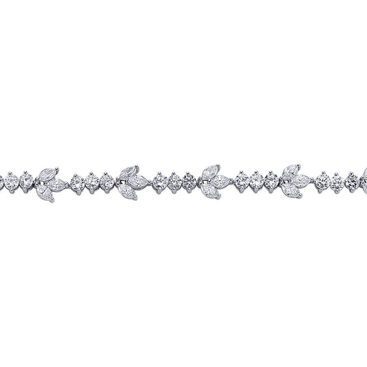 Silver Marquise CZ Leaf Tennis Bracelet 9mm - GVB002
