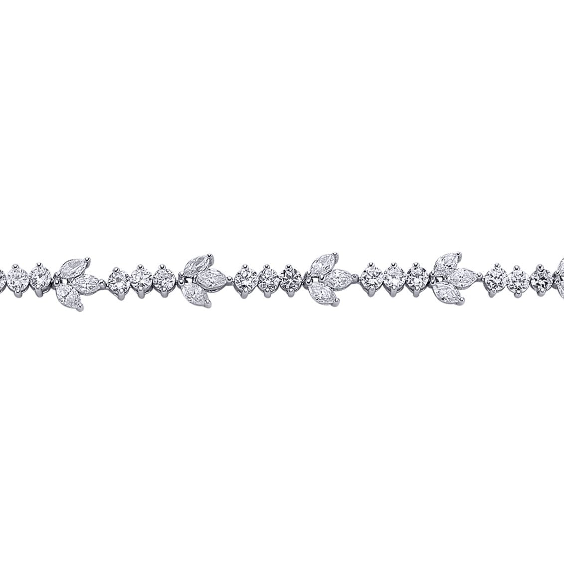 Silver  Marquise CZ Leaf Tennis Bracelet 9mm - GVB002
