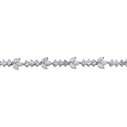 Silver  Marquise CZ Leaf Tennis Bracelet 9mm - GVB002
