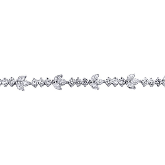 Silver  Marquise CZ Leaf Tennis Bracelet 9mm - GVB002