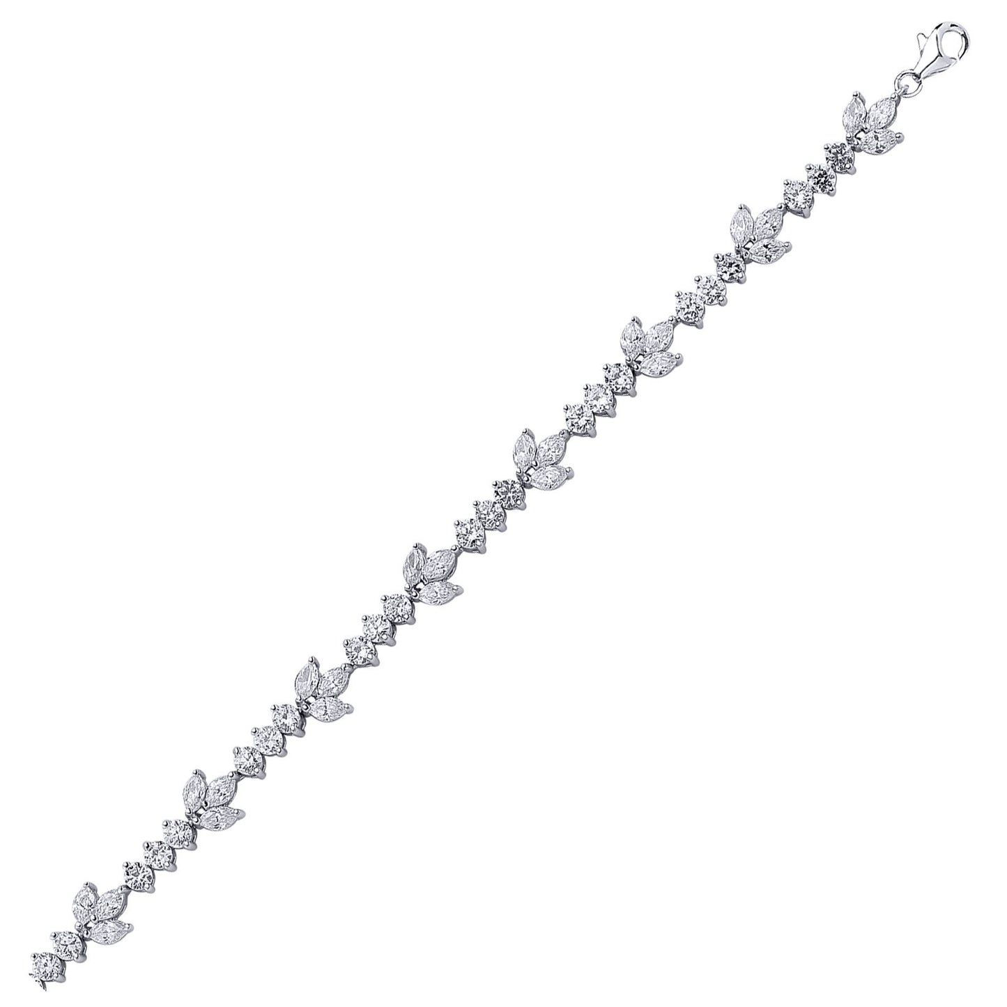 Silver  Marquise CZ Leaf Tennis Bracelet 9mm - GVB002