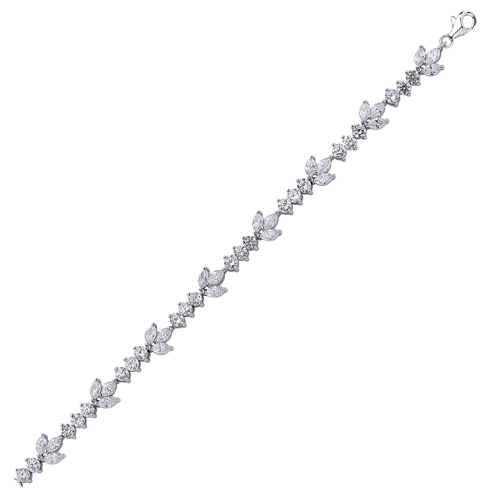 Silver  Marquise CZ Leaf Tennis Bracelet 9mm - GVB002