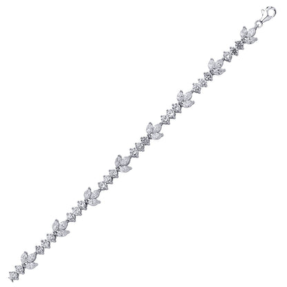 Silver  Marquise CZ Leaf Tennis Bracelet 9mm - GVB002