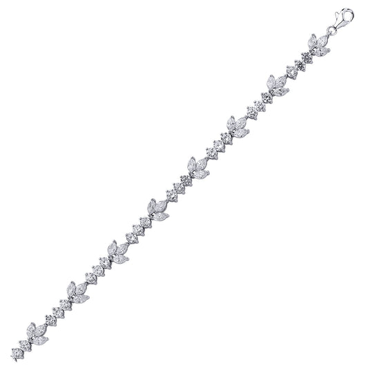 Silver  Marquise CZ Leaf Tennis Bracelet 9mm - GVB002