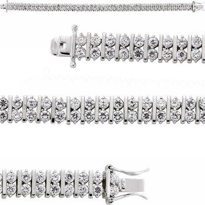 Silver  CZ 2 Row Tennis Bracelet 9mm 7 inch - GVB017