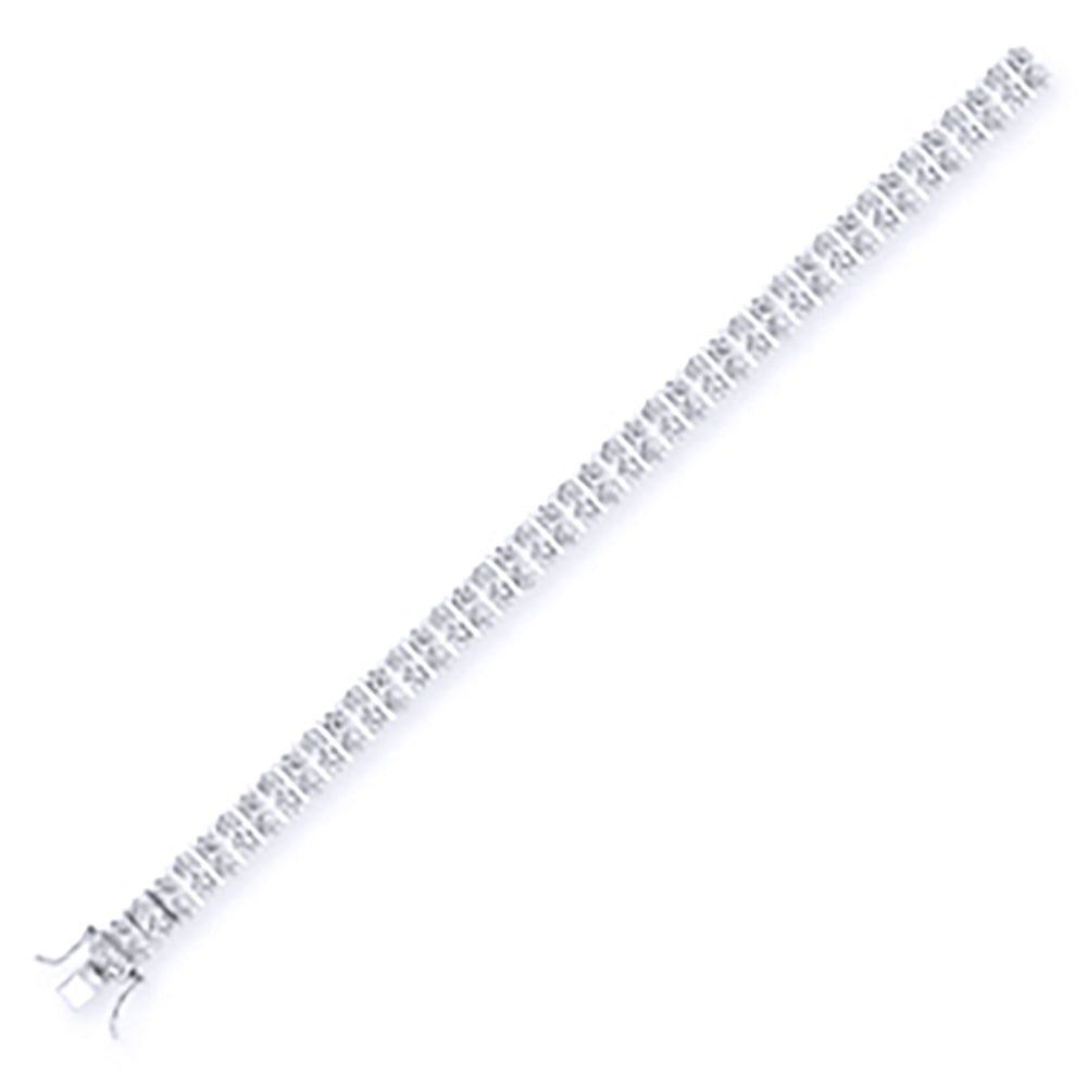 Silver  CZ 2 Row Tennis Bracelet 9mm 7 inch - GVB017