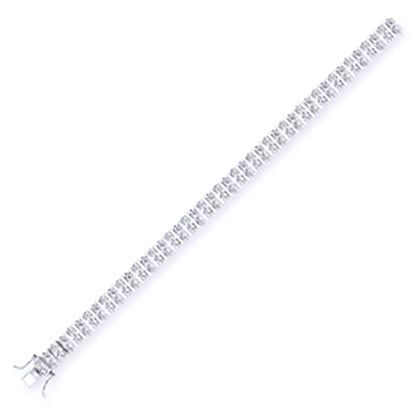 Silver  CZ 2 Row Tennis Bracelet 9mm 7 inch - GVB017