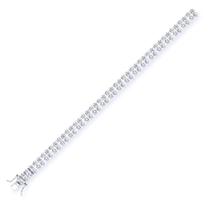 Silver  CZ 2 Row Tennis Bracelet 9mm 7 inch - GVB017