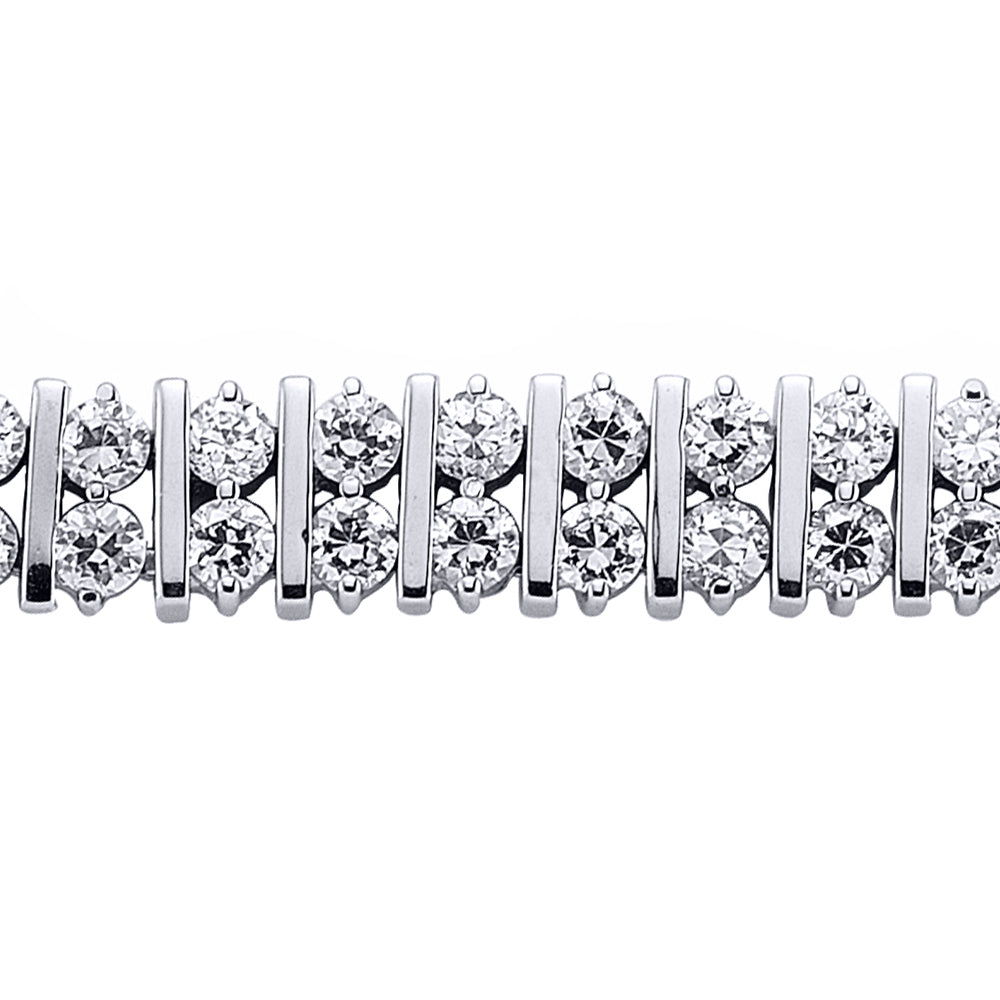 Silver  CZ 2 Row Tennis Bracelet 9mm 7 inch - GVB017