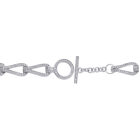 Silver CZ Tears of Joy Pave Chain Bracelet 10mm 7 inch - GVB059