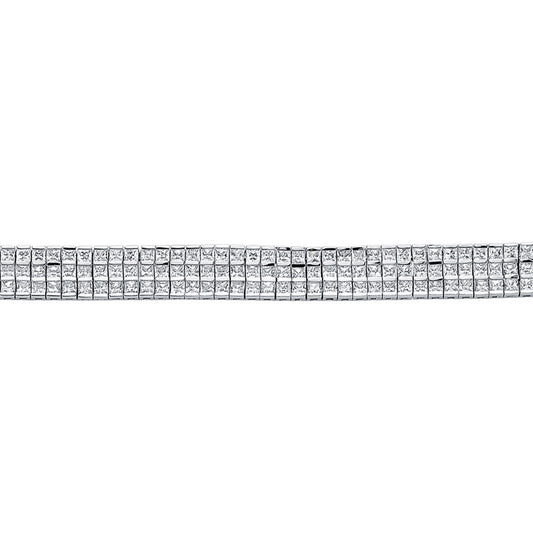 Silver  Princess Cut CZ 3 Row Eternity Tennis Bracelet 10mm - GVB066-3R