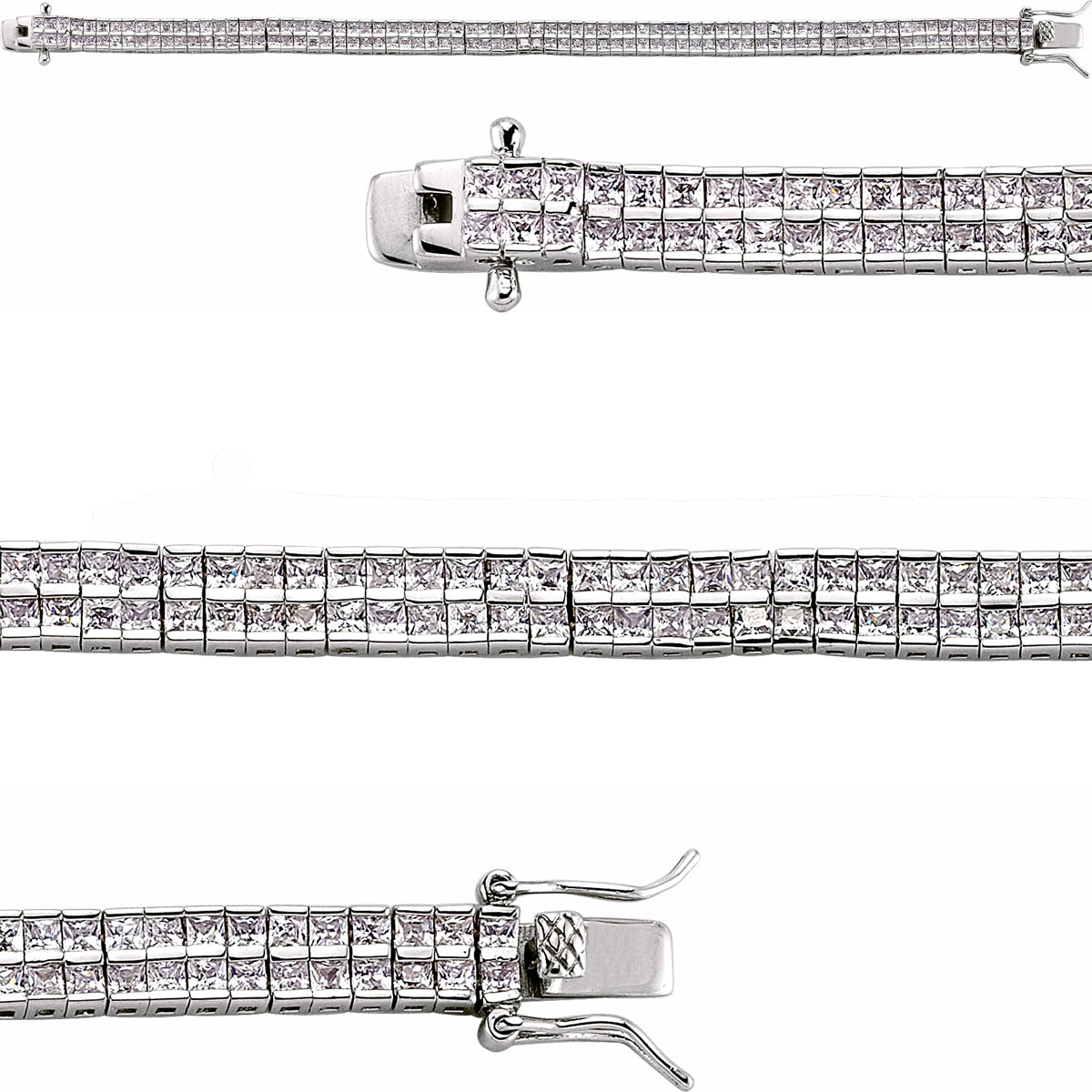 Silver  Princess Cut CZ Eternity Tennis Bracelet 6mm 7 inch - GVB066