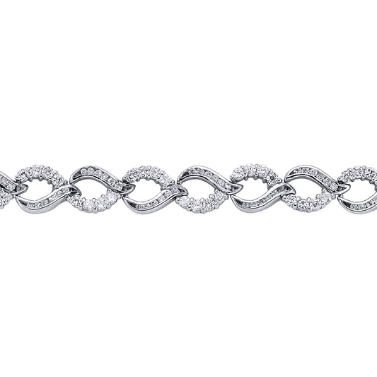 Silver  CZ Wave Tears of Joy Tennis Bracelet 10mm 7.5 inch - GVB068