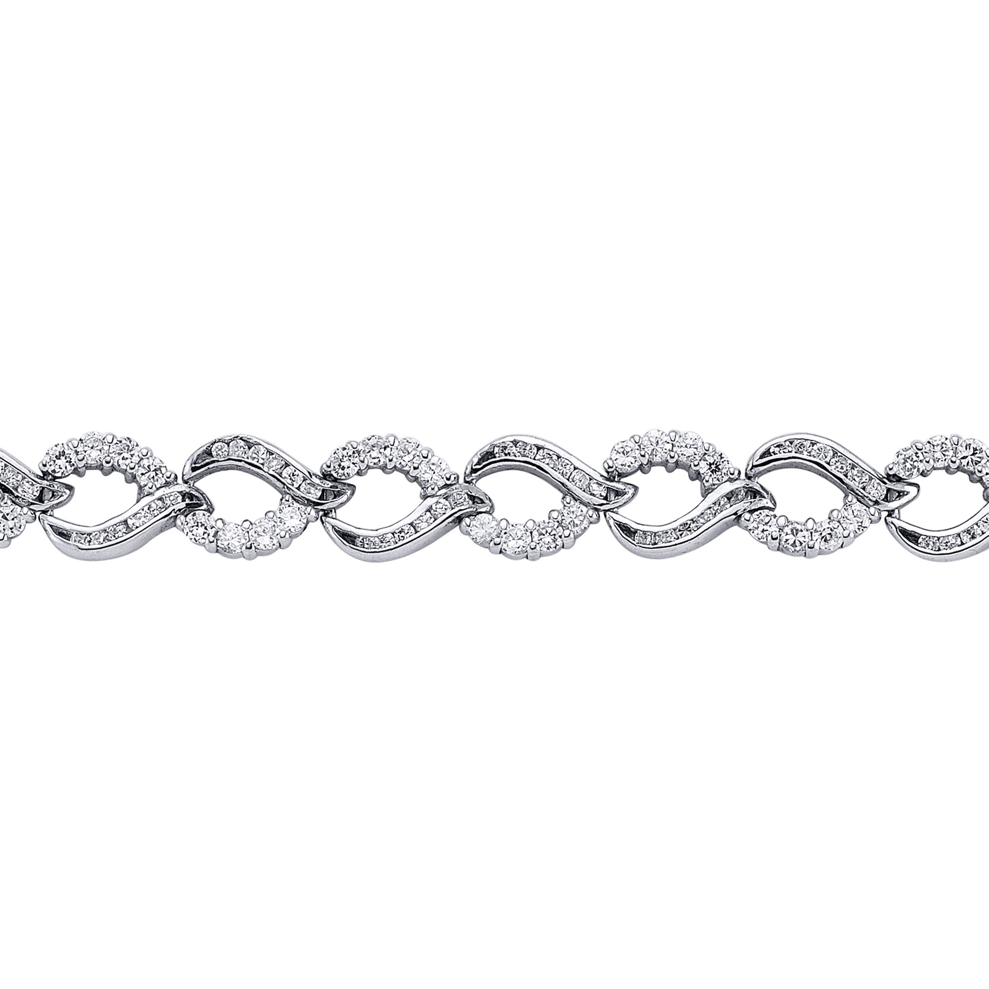 Silver  CZ Wave Tears of Joy Tennis Bracelet 10mm 7.5 inch - GVB068