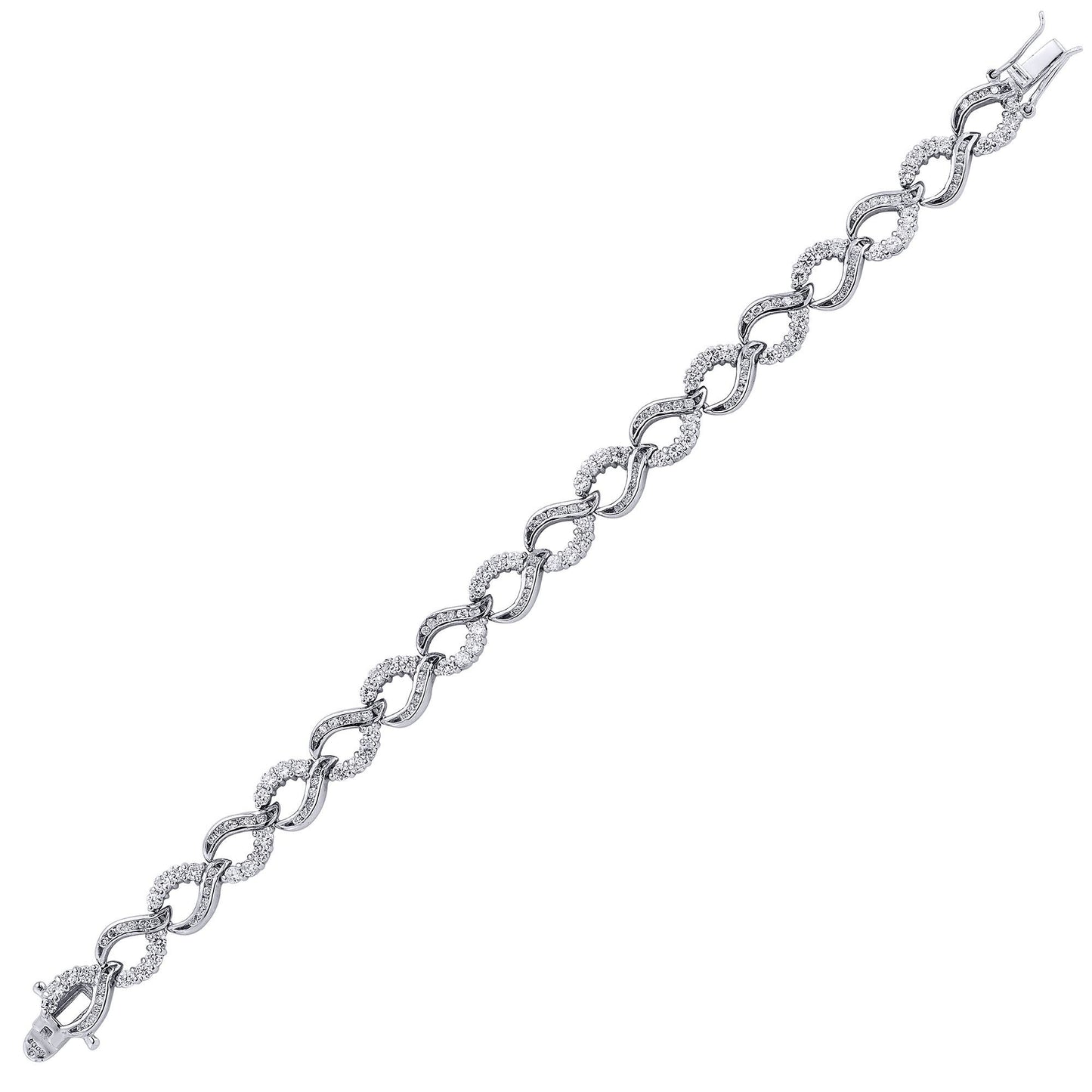 Silver  CZ Wave Tears of Joy Tennis Bracelet 10mm 7.5 inch - GVB068