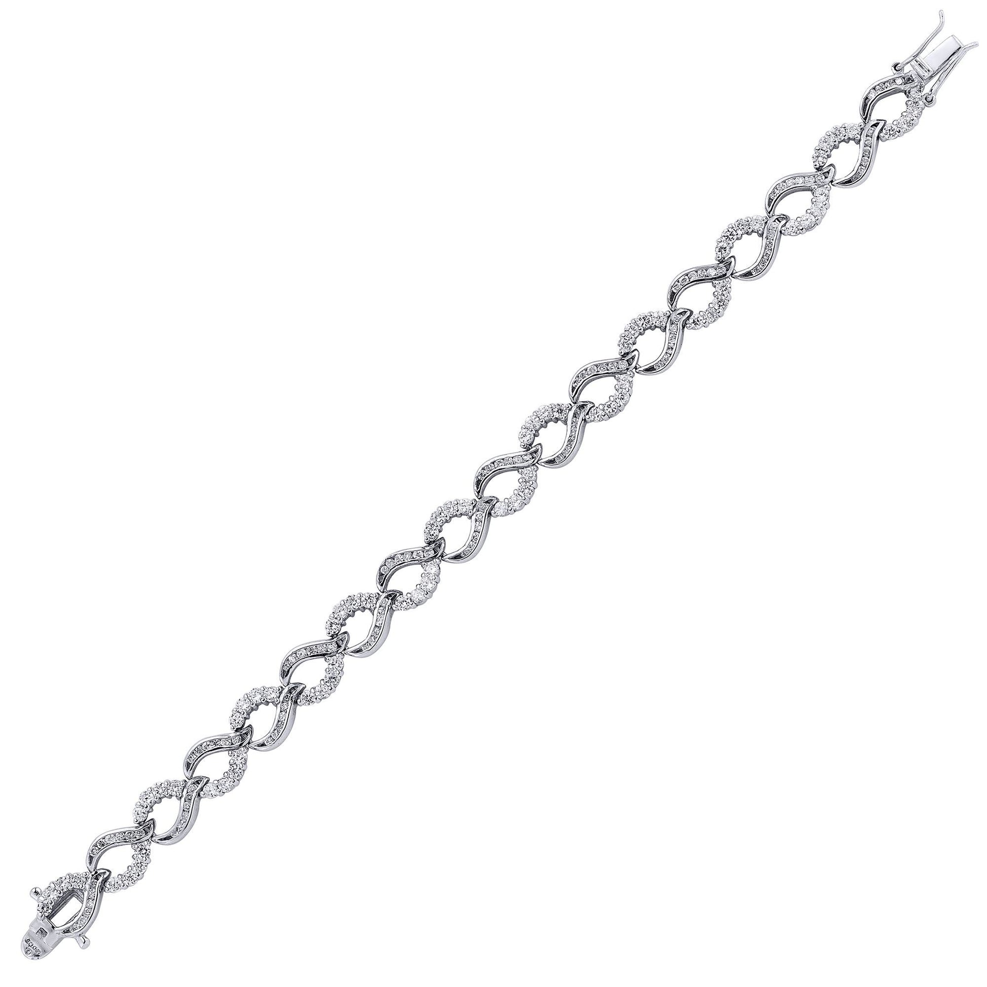 Silver  CZ Wave Tears of Joy Tennis Bracelet 10mm 7.5 inch - GVB068
