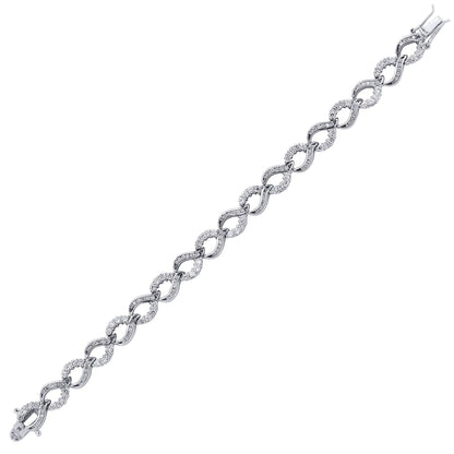 Silver  CZ Wave Tears of Joy Tennis Bracelet 10mm 7.5 inch - GVB068