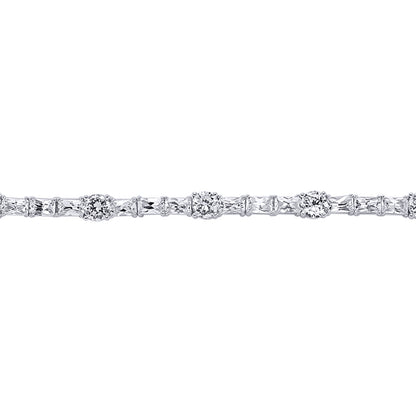 Silver  Emerald Cut CZ Eternity Tennis Bracelet 6mm 7 inch - GVB082